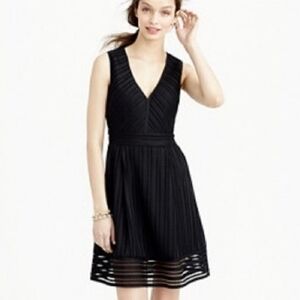 J.Crew Womens Lace Striped V-Neck Sleeveless A-Line Dress Black Size 12P
